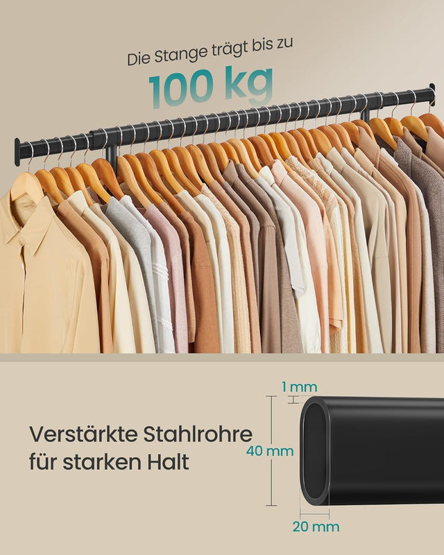 Kleiderständer Schwerlast transportabel ausziehbar schwarz von Songmics