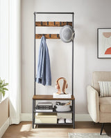 Garderobenständer mit Schuhbank Vintagebraun-Schwarz