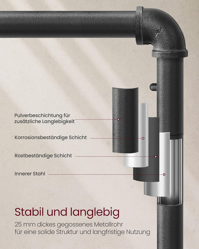 Kleiderständer Rollen Industrie Design Vintagebraun Schwarz von Songmics