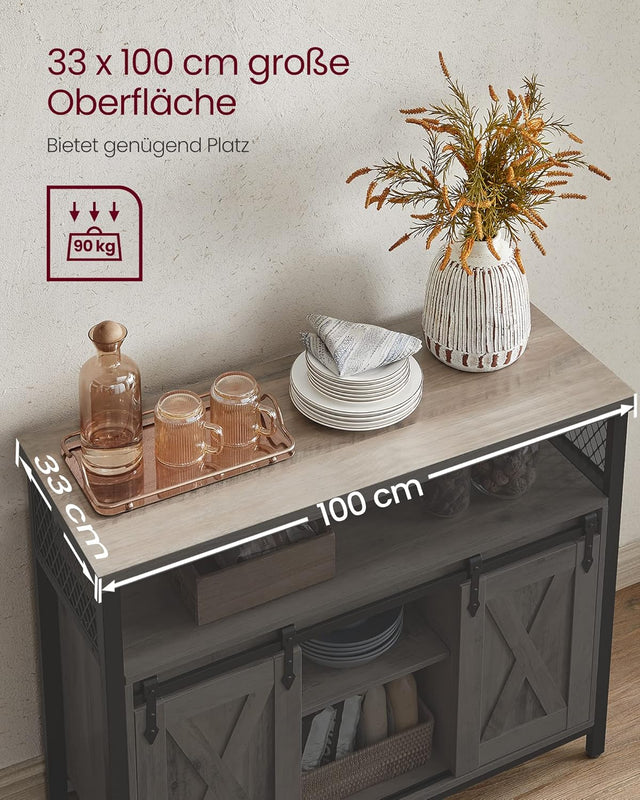 Sideboard Landhausstil Verstellbare Ablagen Wohnzimmer Greige