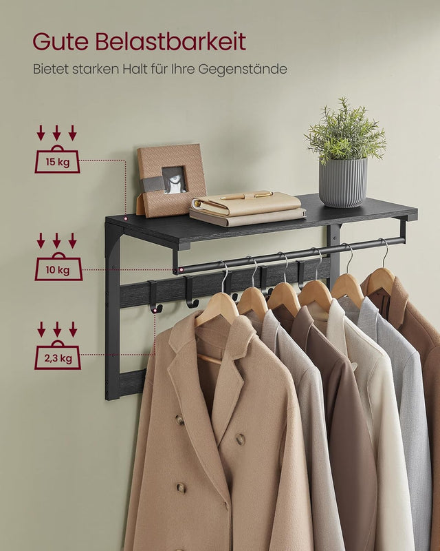 Wandgarderobe mit Ablage anthrazitgrau-schwarz von Songmics