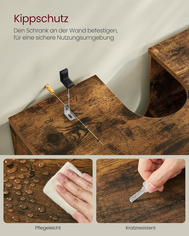 Waschbeckenunterschrank mit Lamellentüren vintagebraun von Songmics