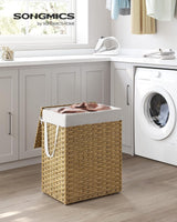 Wäschekorb Rattan 90L faltbar Natural von Songmics
