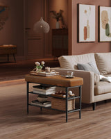 Schuhbank Mid-Century-Modern Kunstleder Karamellbraun von Songmics