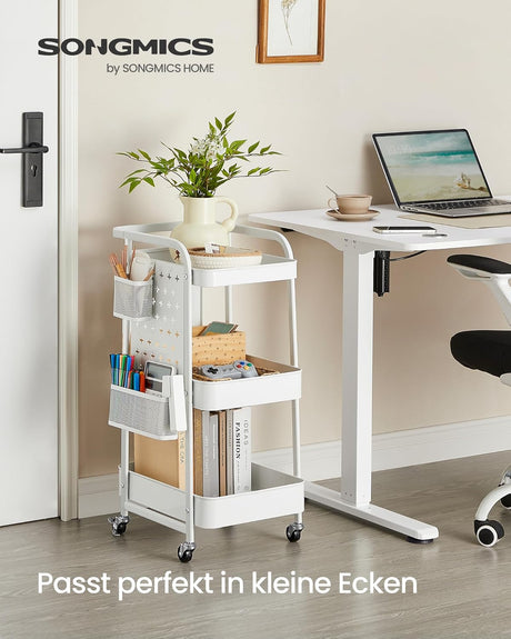 Rollwagen mit Metallgitterablagen wolkenweiss