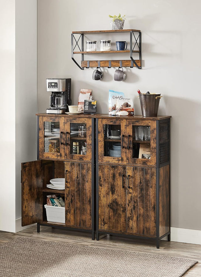 Badezimmerschrank Industriestil mit Stahlgestell Vintagebraun-Schwarz