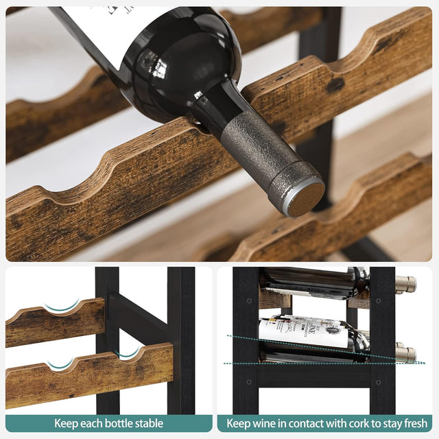 Weinregal freistehend mit Glashaltern vintagebraun-schwarz von Songmics