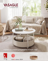 Couchtisch Rund Modern Metallrahmen Kamelbraun von Songmics