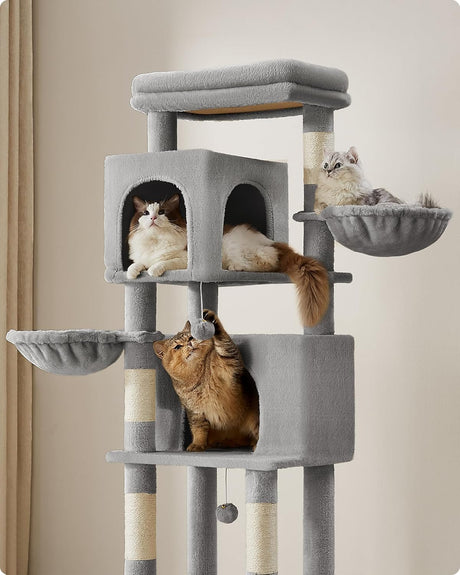 Kratzbaum XL mehrstöckig mit Höhlen Taubengrau