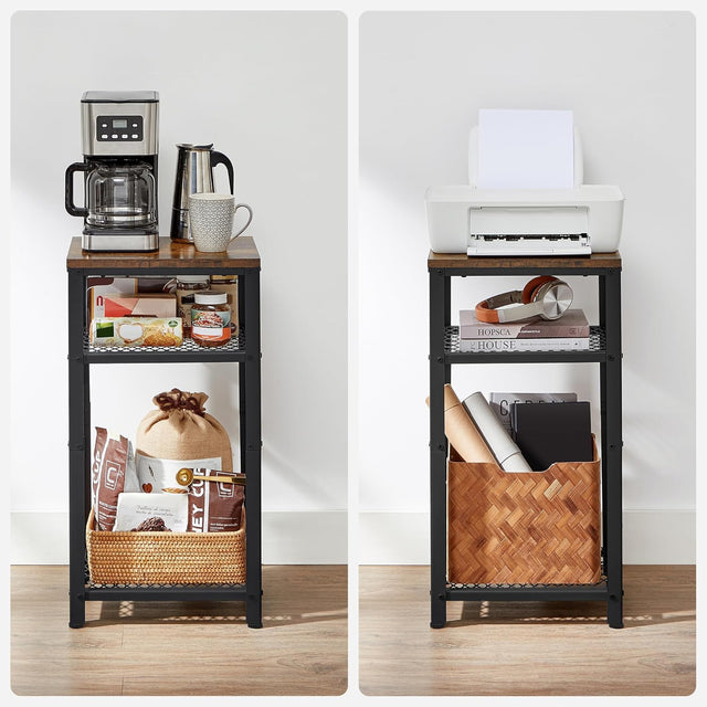 Beistelltisch mit Gitterregalen rustikal Braun