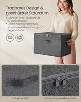 Aufbewahrungsbox faltbar mit Griffen schiefergrau 3er Set