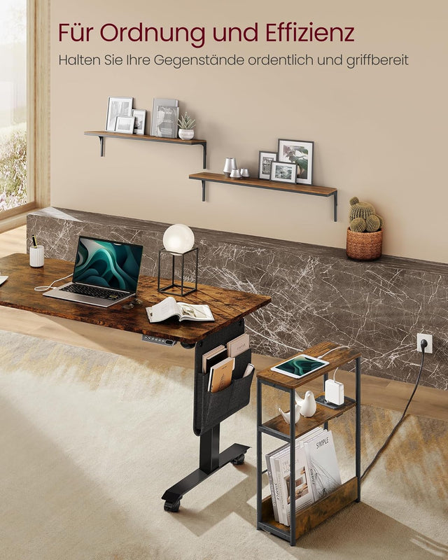 Beistelltisch mit Ladefunktion vintagebraun-tintenschwarz