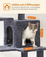 Kratzbaum Katzenhaus mit Hängematte rauchgrau