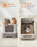 Katzentoilette mit Deckel auslaufsicher Haferflockenfarben