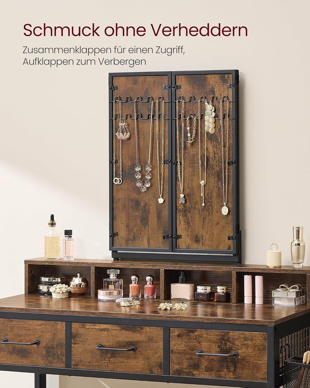 Schminktisch Set mit Hocker rustikal braun