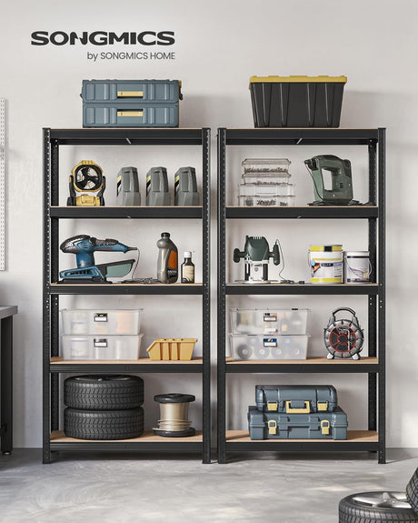 Schwerlastregale Stahlgestell Verstellbare Ablagen, 40 x 90 x 180 cm, Schwarz