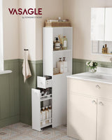 Badezimmerschrank Hochschrank freistehend klassikweiss