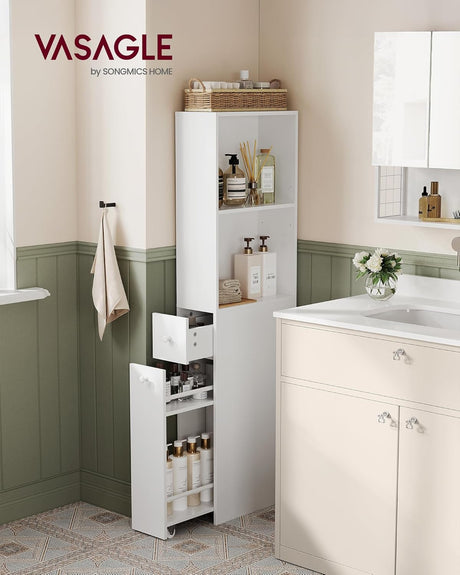 Badezimmerschrank Hochschrank freistehend klassikweiss