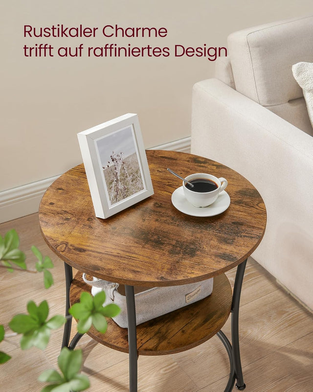 Beistelltisch Industrie-Design mit Ablagen vintagebraun