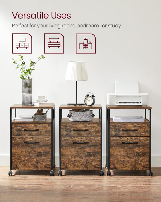 Aktenschrank mit Rollen, 2 Schubladen, Schwarz