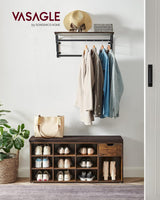 Schuhbank Regal Sitzbank Polster Vintagebraun Braun