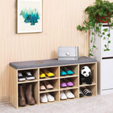 Schuhbank Sitzbank Stauraum 10 Fächer Eichenfarben Grau