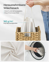Wäschekorb Rattan 90L faltbar Natural von Songmics