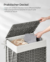 Wäschekorb Rattan Faltbar 90L Taubengrau von Songmics