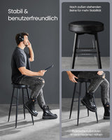 Barhocker 2er Set Kunstleder Mid-Century Schwarz Tall