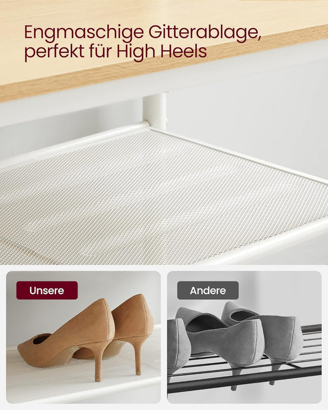 Kleiderständer Garderobe mit Spiegel Sitzbank Eiche Weiss von Songmics