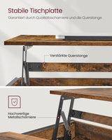 Couchtisch Höhenverstellbar Stauraum X-Streben Vintagebraun von Songmics