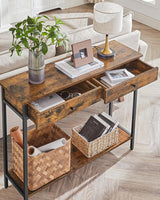 Konsolentisch Industrie Design Stahlgestell Vintagebraun