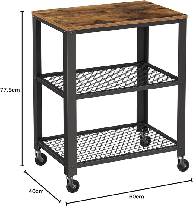 Servierwagen mit Holzplatte und Rollen Vintage von Songmics