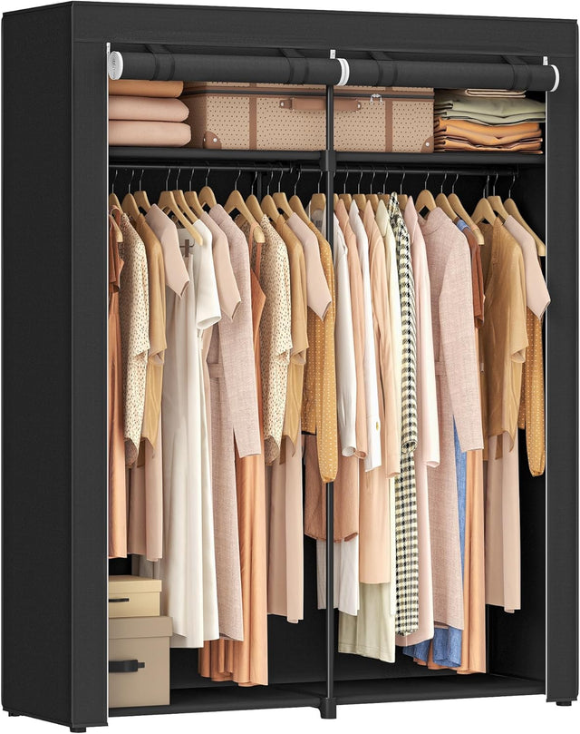 Aufbewahrungsschrank faltbar mit Aufhängestange Schwarz