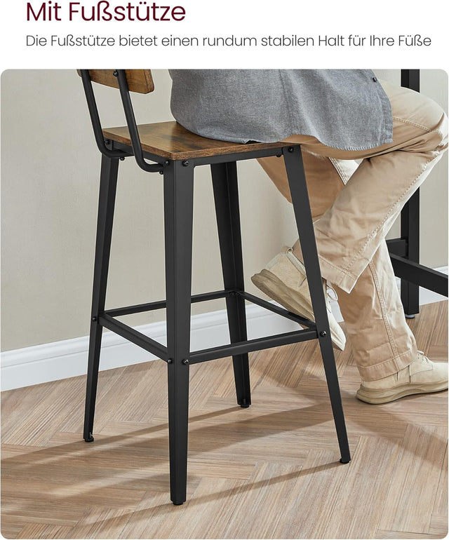 Barhocker Set mit Rückenlehne vintagebraun