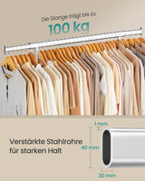 Kleiderständer Rollen Schwerlast Ausziehbar Transportabel Silber von Songmics