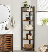 Eckregal mit 5 Ablagen Vintagbraun