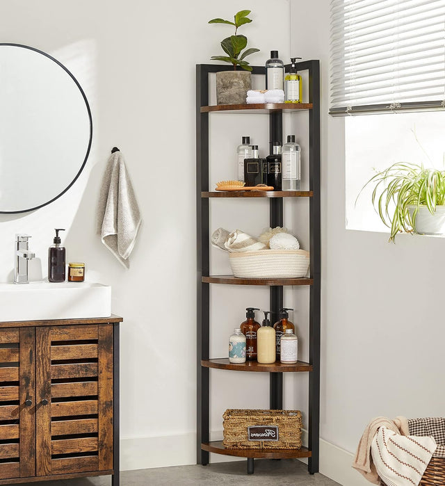 Eckregal mit 5 Ablagen Vintagbraun