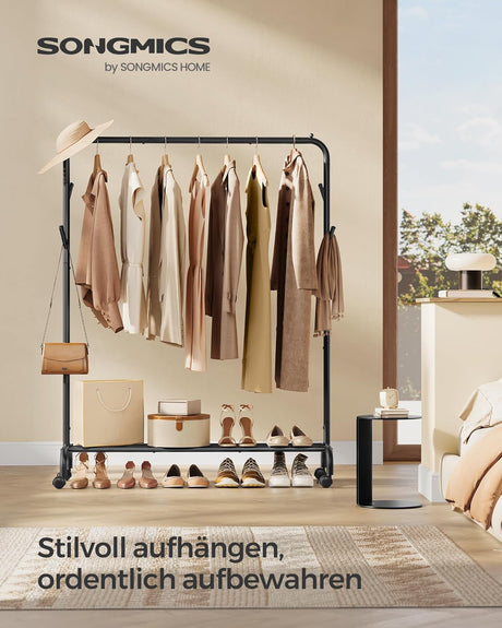 Kleiderständer Rollen Stahlrohre 50kg Schwarz von Songmics