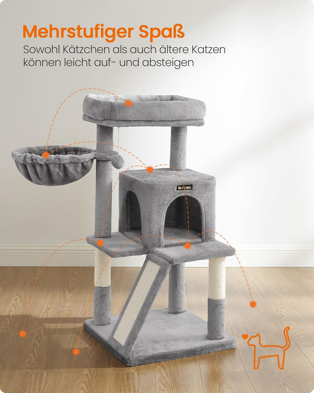 Kratzbaum Katzenbaum mit grosser Plattform hellgrau