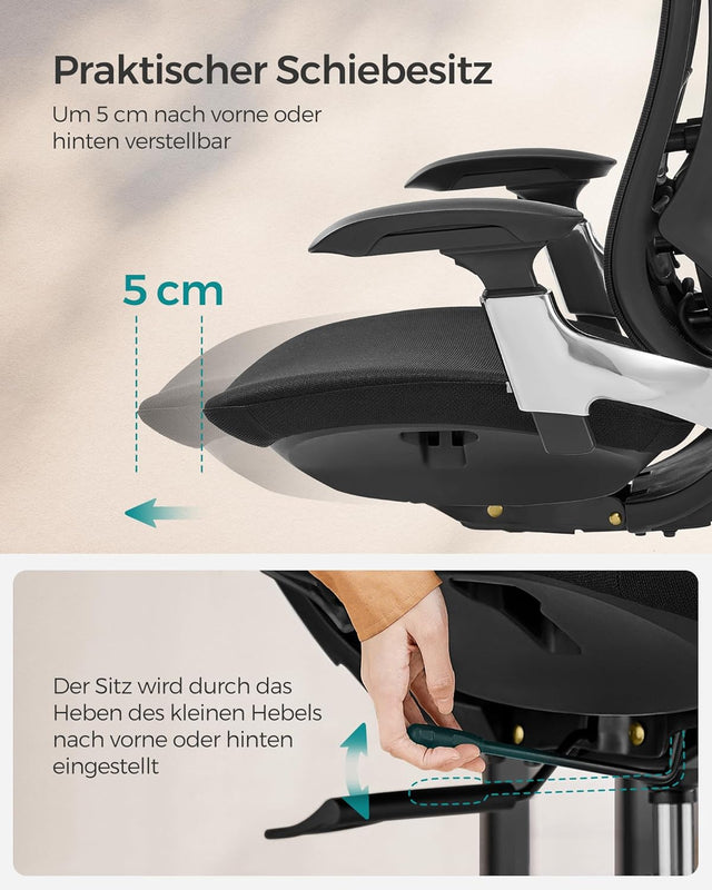 Bürostuhl Ergonomisch Verstellbar Belastbar Tintenschwarz