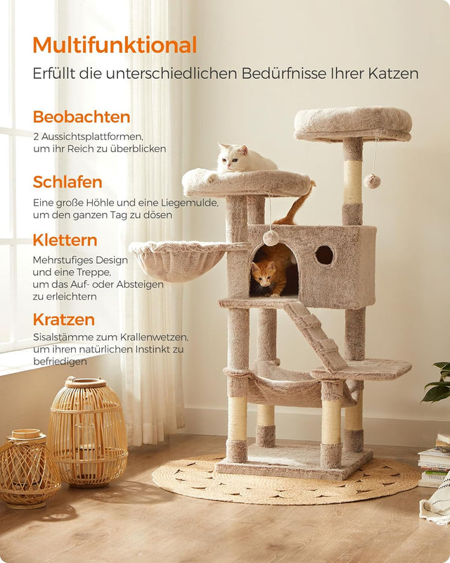 Kratzbaum gross für Katzen Ombré-Braun-Weiss