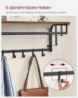Wandgarderobe mit Aufbewahrungsregal 66cm rustikal Braun von Songmics