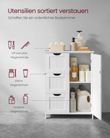 Badezimmerschrank mit 3 Schubladen und Tür Weiss