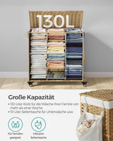 Wäschekorb Rattan-Optik 3 Fächer Naturfarben von Songmics