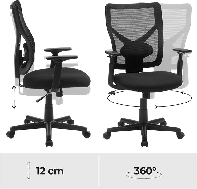 Bürostuhl ergonomisch verstellbar gepolstert Schwarz