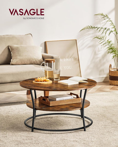 Couchtisch Rund Industrie-Design Metall Vintagebraun von Songmics