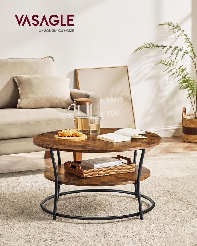 Couchtisch Rund Industrie-Design Metall Vintagebraun von Songmics