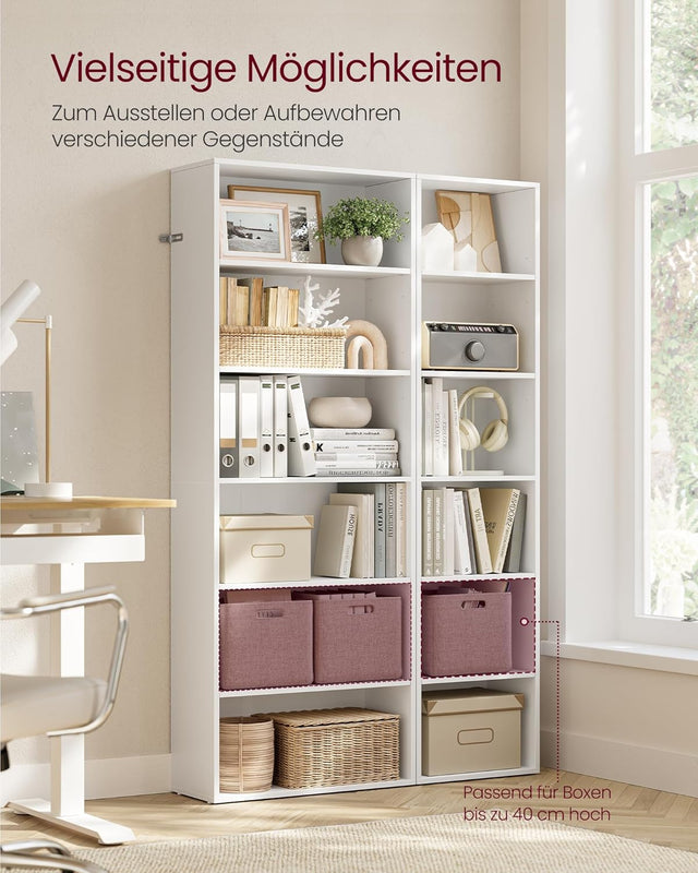 Bücherregal 6-stöckig Offenes Standregal Wolkenweiss, 24 x 40 x 178,5 cm