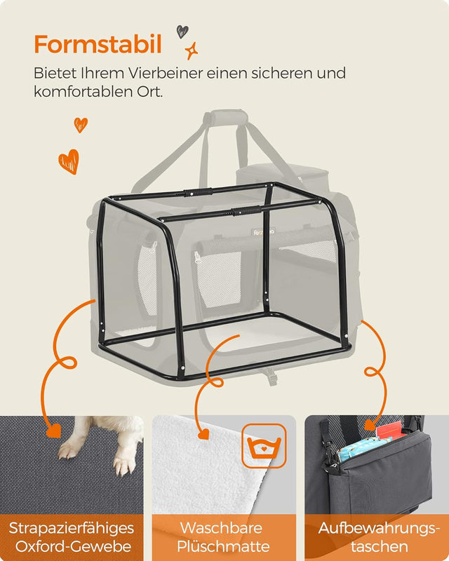 Hundebox faltbar Metallrahmen grau 7-11 kg